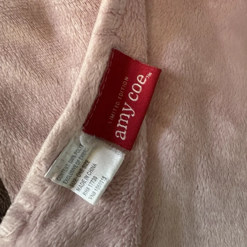 Amy Coe Baby Blanket Pink Brown Butterfly Plush Mod Limited Edition Nursery Vtg